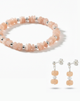 Peach Moonstone Bracelet and Earring Set