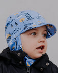Peaked Cotton Balaclava for Kids in Construction Print