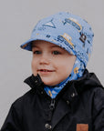 Peaked Cotton Balaclava for Kids in Construction Print