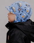 Peaked Cotton Balaclava for Kids in Construction Print