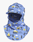 Peaked Cotton Balaclava for Kids in Construction Print