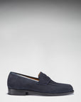 Navy Blue Suede Loafers, Welted Leather Sole