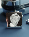 Engraved Cufflinks – Custom Photo Wedding Gift with Chrome Case for Men