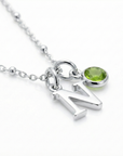 Initial & August Birthstone Necklace | Personalised Peridot Gift