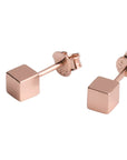 Cube Earrings – Timeless Hexahedron Design in Silver or Rose Gold by MyaMoon at www.brixbailey.com