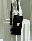 Stylish Black Heart Phone Bag