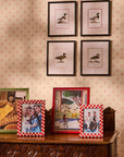 Red and White Striped Marquetry Frame 8 x 10" Wall and Desk