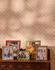 Red and White Striped Marquetry Frame 8 x 10" Wall and Desk
