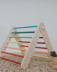 Pikler Triangle Climber with Swedish Wall Add-On (Ages 6m–7y) - Rainbow