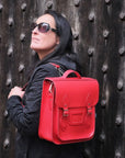 Handmade Leather City Backpack - Pillar Box Red