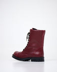 Burgundy Leather Boots with Side Zipper