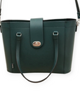 Leather Mini Twist Lock Shopper Bag - Pine