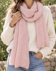 Baby Pink Handwoven Knit Alpaca Scarf