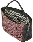 Pink Animal Print Leather Shoulder Bag