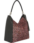 Pink Animal Print Leather Shoulder Bag