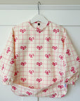 Long Sleeved Baby Bib - Pink Bow