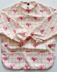 Long Sleeved Baby Bib - Pink Bow