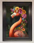 Pink Flamingo Floral Framed Poster