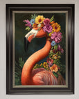 Pink Flamingo Floral Framed Poster