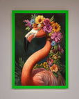 Pink Flamingo Floral Framed Poster