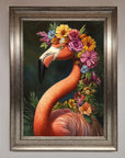 Pink Flamingo Floral Framed Poster