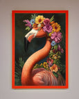 Pink Flamingo Floral Framed Poster