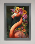 Pink Flamingo Floral Framed Poster