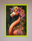 Pink Flamingo Floral Framed Poster