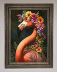 Pink Flamingo Floral Framed Poster