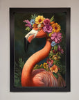 Pink Flamingo Floral Framed Poster
