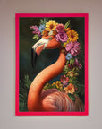 Pink Flamingo Floral Framed Poster