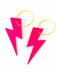 Pink neon cork lightning earrings