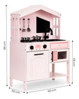 Pink Wooden Play Kitchen with Accessories