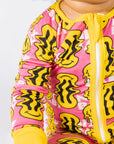 Trippy Smiles Pink Bamboo Zip Onesie - Soft Stretch Sleeper for Baby Girls by NIXX BABY at brixbailey.com