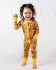 Trippy Smiles Pink Bamboo Zip Onesie - Soft Stretch Baby Sleeper with Fold Over Hands & Feet by NIXX BABY at brixbailey.com