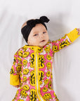 Trippy Smiles Pink Bamboo Zip Onesie - Soft Stretch Sleeper for Baby Girls by NIXX BABY at brixbailey.com