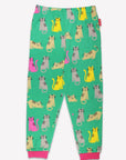 Cozy Organic Cotton Cat Print Two-Piece Pajama Set for Kids in Pink, Yellow and Gray with Stylish Pink Trim by Toby Tiger at brixbailey.com