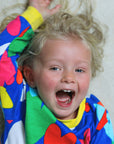 Luxury premium Toby Tiger sleepwear with heart print, soft organic cotton baby pajamas, stylish hand-drawn blue and yellow design by Toby Tiger at brixbailey.com