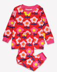 Stylish Retro Floral Print Organic Cotton Two-Piece Pyjama Set for Kids in Pink by Toby Tiger at brixbailey.com