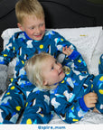 Premium organic cotton kids pajamas with arctic animal print, cozy blue penguin walrus polar bear design, soft GOTS certified sleepwear by Toby Tiger at brixbailey.com