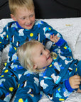 Premium organic cotton kids pajamas with arctic animal print, cozy blue Toby Tiger design, soft GOTS certified fabric, machine washable by Toby Tiger at brixbailey.com