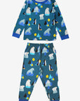 Premium organic cotton kids pajamas with arctic animal print, cozy blue penguin walrus polar bear sleepwear, soft GOTS certified by Toby Tiger at brixbailey.com