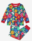 Premium organic cotton pajamas with floral print, cozy dark blue sleepwear for kids, stylish Toby Tiger design, soft GOTS-certified fabric by Toby Tiger at brixbailey.com