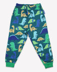 Premium Green and Blue Dinosaur Print Organic Cotton Kids Pajama Set, Soft GOTS Certified Eco-Friendly Sleepwear by Toby Tiger at brixbailey.com