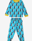 Premium Organic Cotton Kids Pajama Set with Adorable Penguin Print, Soft Blue and Yellow Trim, Toby Tiger Design by Toby Tiger at brixbailey.com