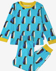 Premium Organic Cotton Kids Pajama Set with Adorable Penguin Print, Soft Blue and Yellow Trim, GOTS Certified by Toby Tiger at brixbailey.com