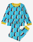 Premium Organic Cotton Kids Pajama Set with Adorable Penguin Print and Yellow Trim by Toby Tiger at brixbailey.com