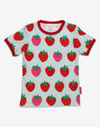 Premium Organic Strawberry Print Kids Pajama Set - Super Soft 2-Piece Blue Cotton Pajamas with Waistband, GOTS Certified by Toby Tiger at brixbailey.com