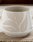 Minimalist ceramic plant pot with delicate Hesperantha flower detail, elegant home decor, stylish planter or candle holder by Ralph's Orchard at brixbailey.com