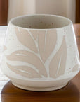 Minimalist ceramic plant pot with Hesperantha flower detail, stylish home decor, luxury candle holder, handcrafted gift box by Ralph's Orchard at brixbailey.com